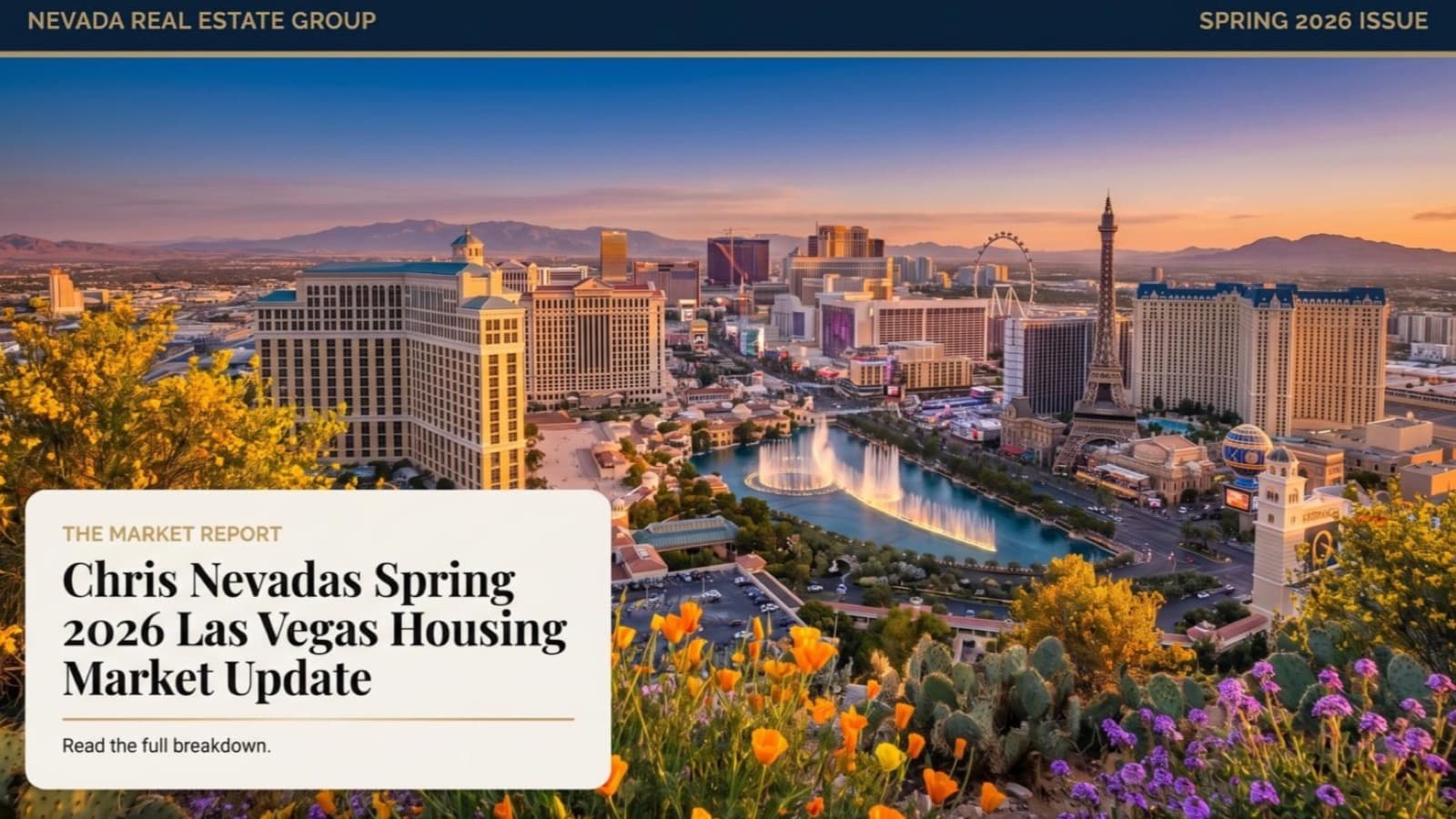 Las Vegas residential neighborhood with mountain backdrop, spring 2026 housing market