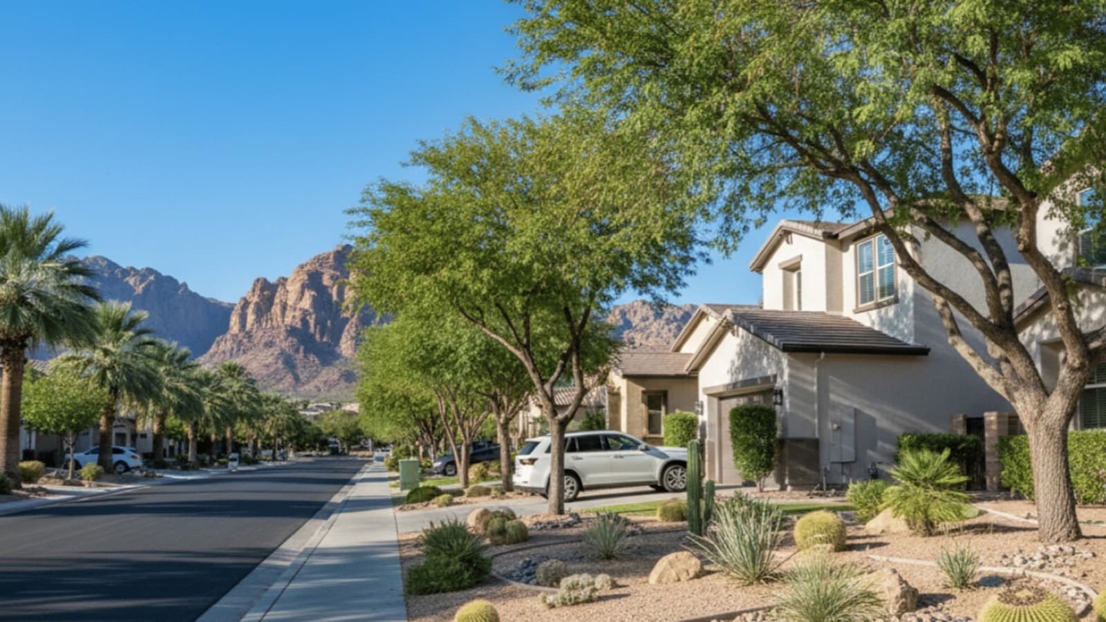 Summerlin Nevada master-planned community aerial view with Red Rock Canyon in the background