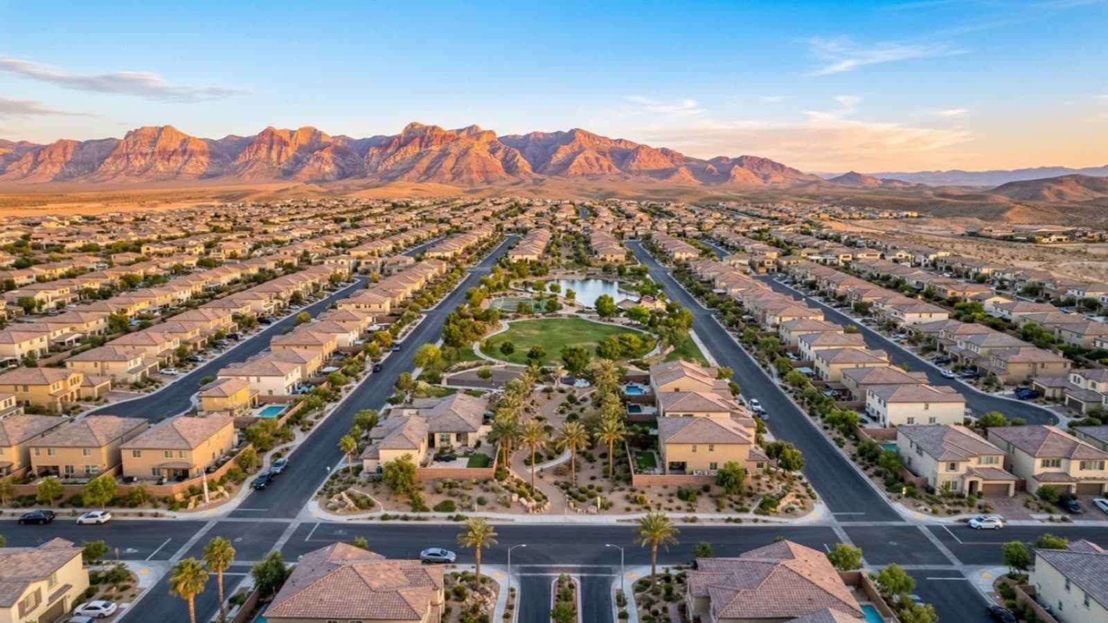 Las Vegas housing market 2026 forecast — aerial view of Las Vegas Valley residential neighborhoods and the Strip skyline
