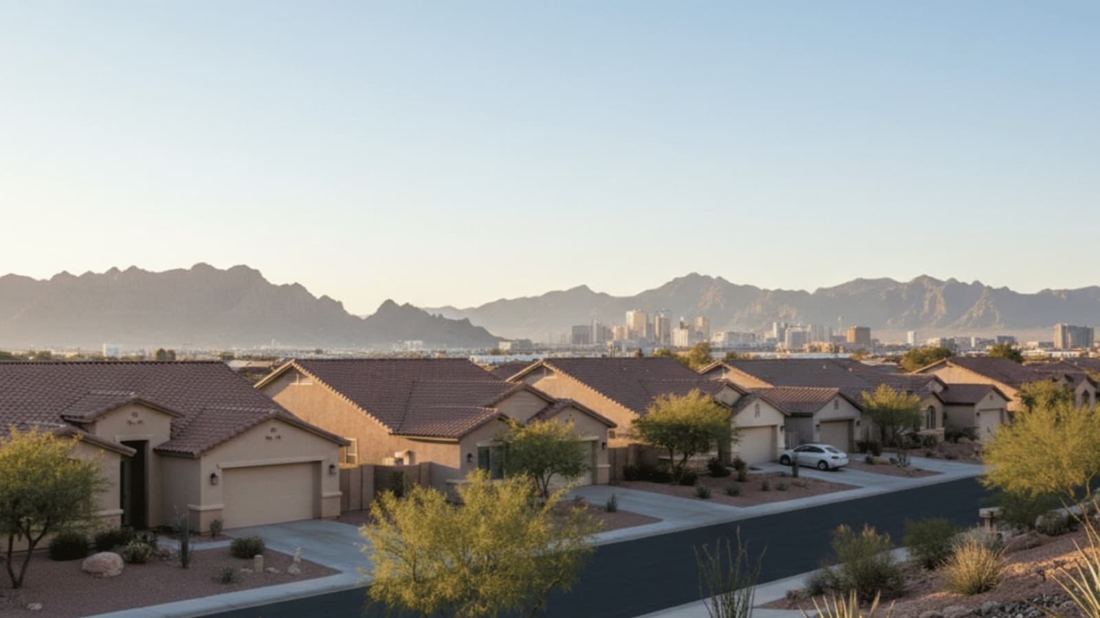 Las Vegas residential neighborhood with mountain backdrop in 2026