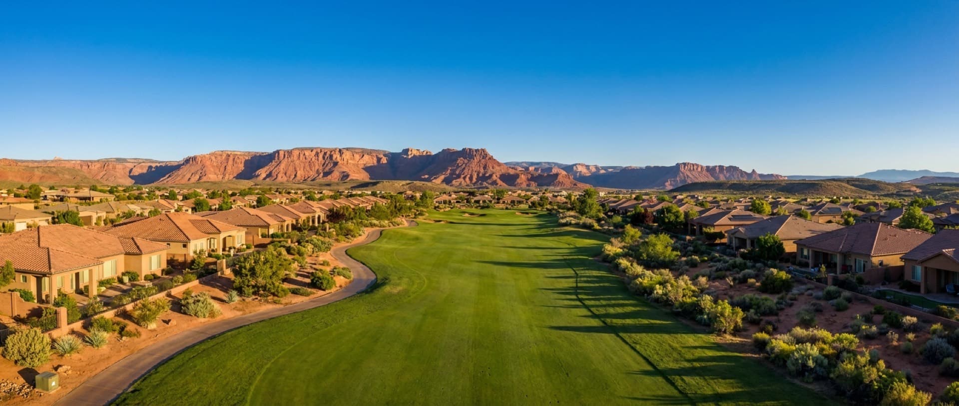 Active-adult 55+ community homes in Mesquite, Nevada with resort amenities and mountain views