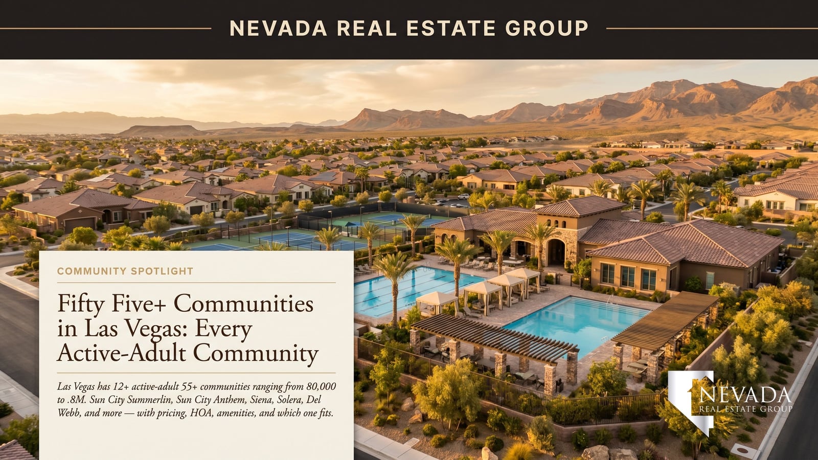 55-plus active adult community single-story homes with palm trees