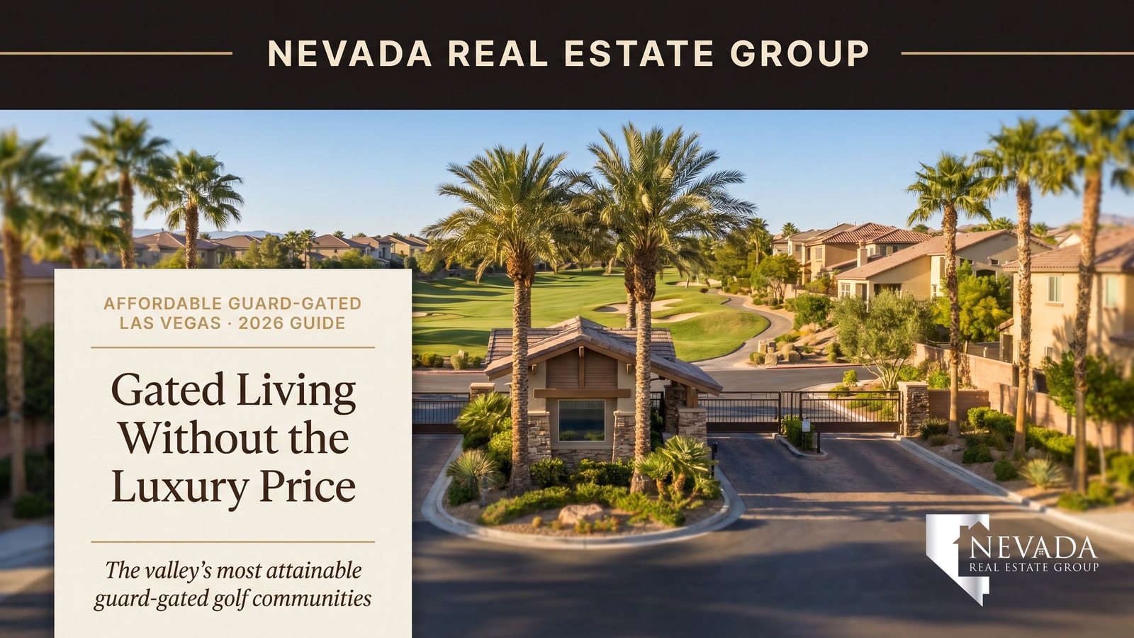 Guard-gated community entrance in Las Vegas — controlled access reduces property crime