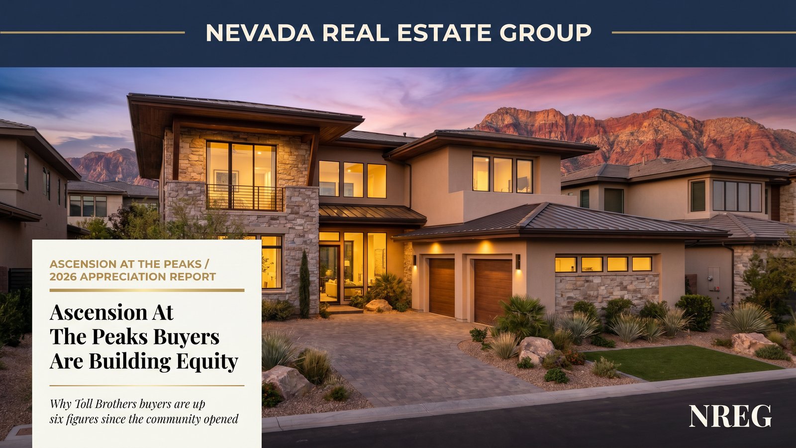 Toll Brothers Ascension at The Peaks Summerlin luxury two-story new construction home with desert landscaping