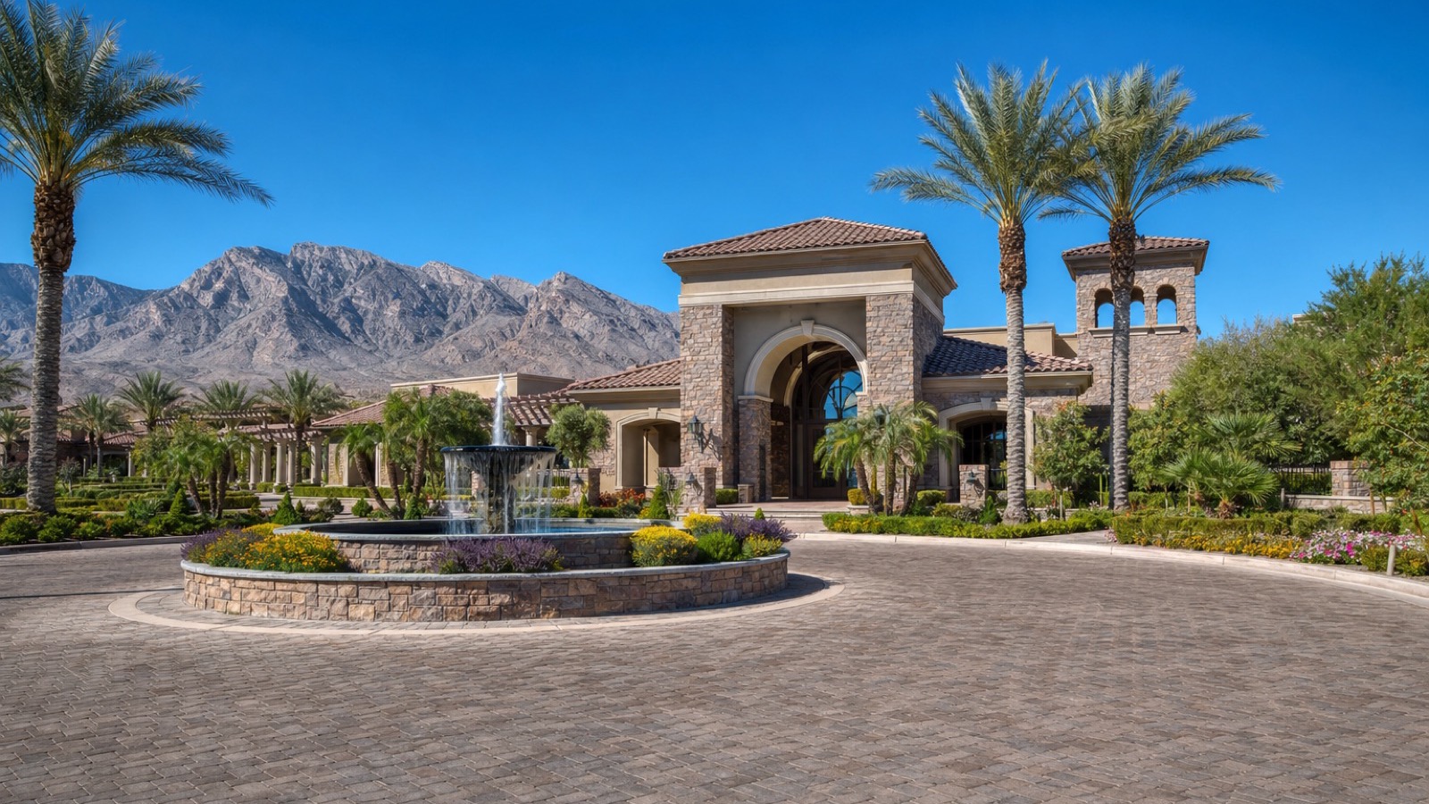 Madeira Canyon Henderson community amenity center with pool and pickleball courts