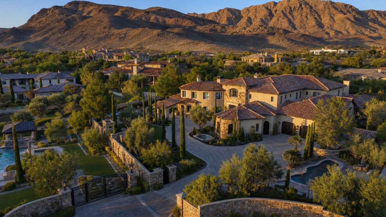 Madeira Canyon Henderson custom contemporary luxury estate with large lot and hillside view orientation
