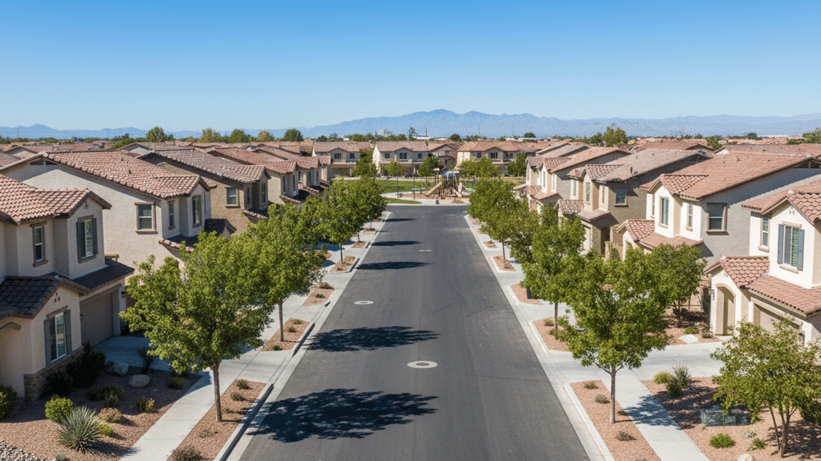 Las Vegas Valley aerial showing master-planned community grids against the desert — Las Vegas real estate overview 2026